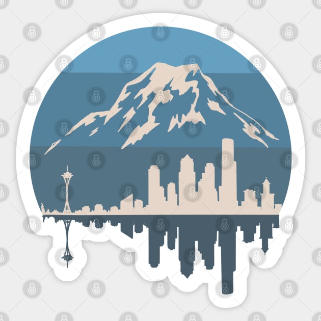 Seattle - Mount Rainier Sticker by Tanimator